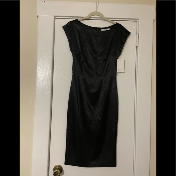 Zara Basic black Satin MIDI Dress Size XS - Picture 6 of 15